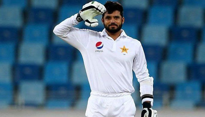 Azhar Ali with his unique century celebration